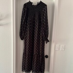 Black Polka Dot Long Sleeve Dress